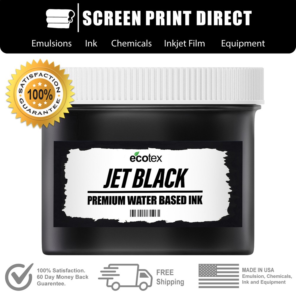 Ecotex® Jet Black Water Based Ink for Screen Printing - All Sizes