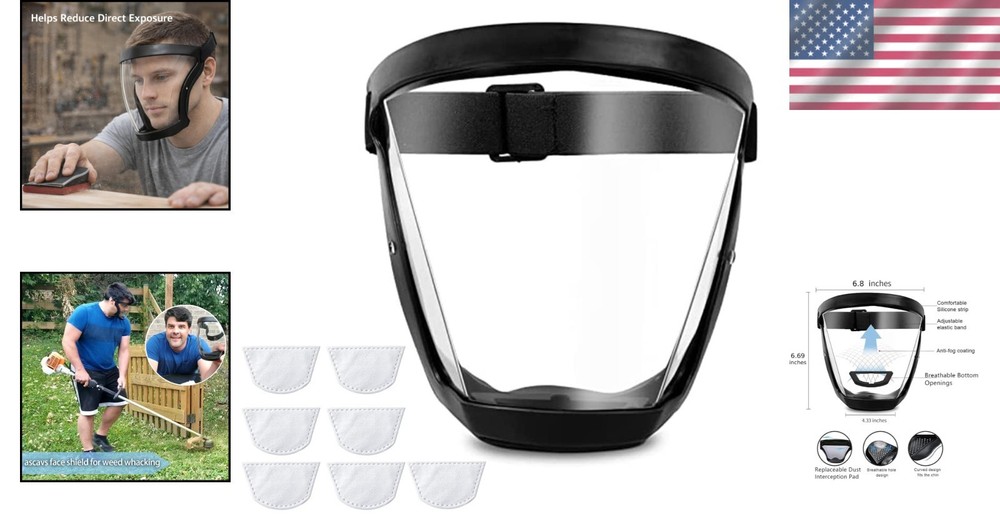 Breathable Full Face Shield for Yard Work & Woodworking