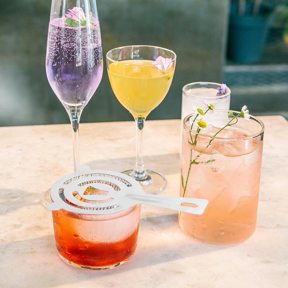 Tifanso Cocktail Strainer Bar Tools - 2PCS with High Silver