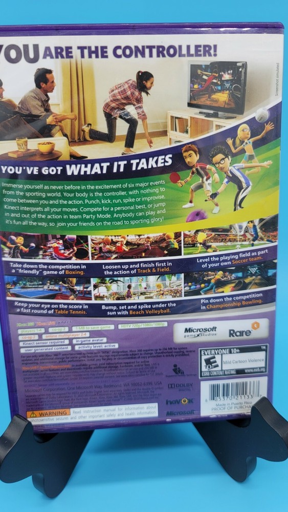 Microsoft Xbox 360 Kinect Sensor Bar With 7 Games Lot Tested