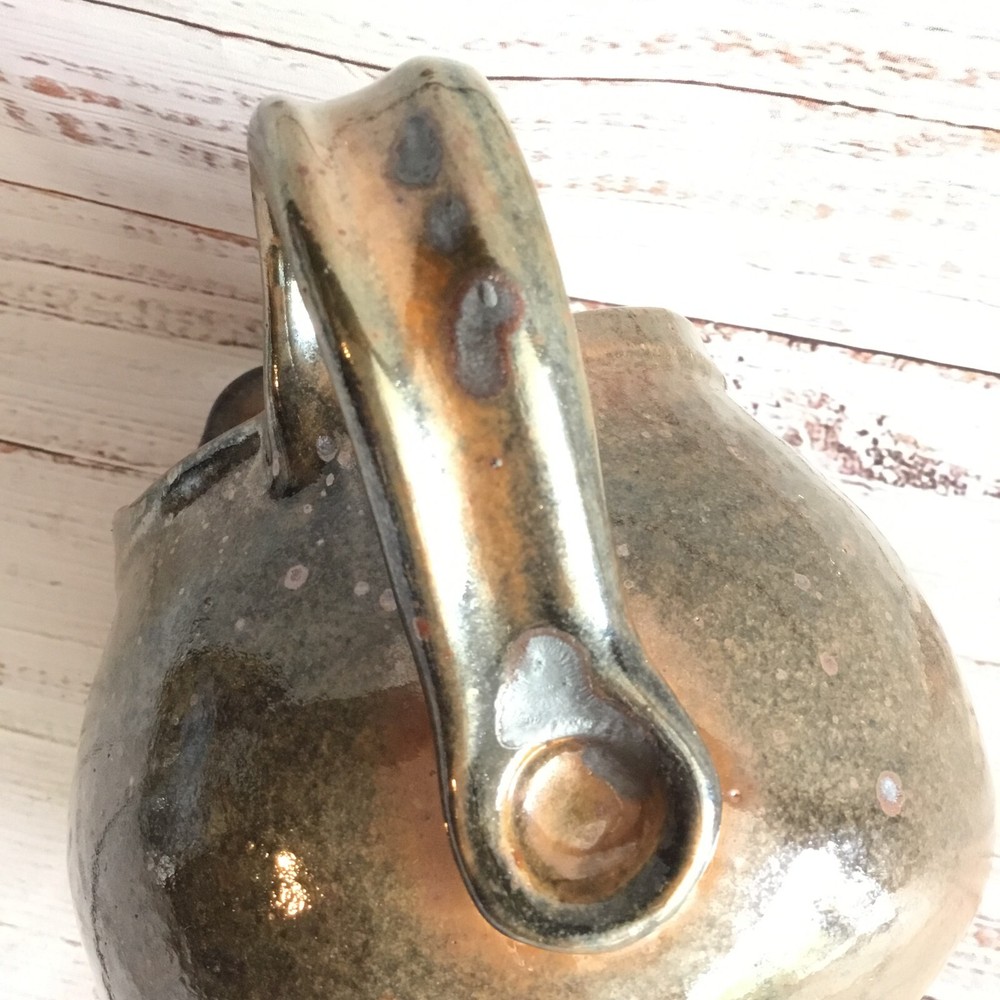 Kessler Small Pottery Pitcher Lusterware Silver Tone Art Signed Rare