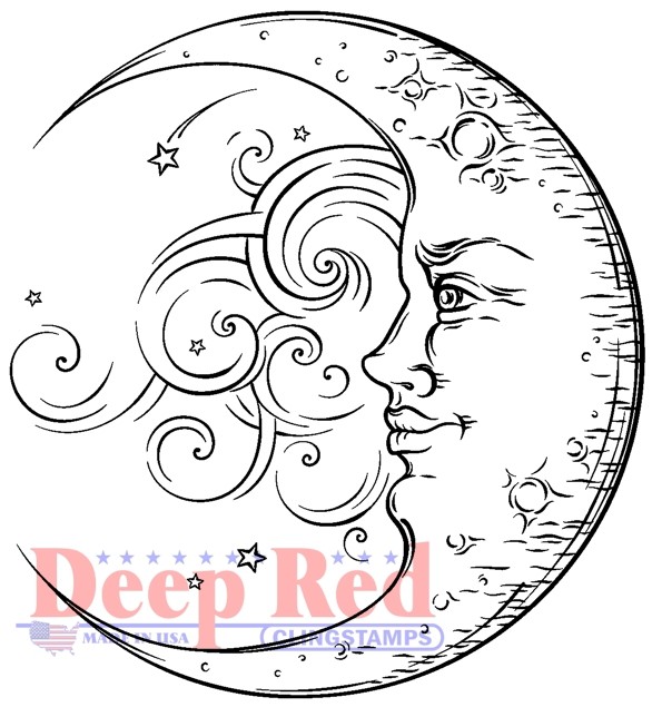 Deep Red Stamps Crescent Moon Rubber Cling Stamp