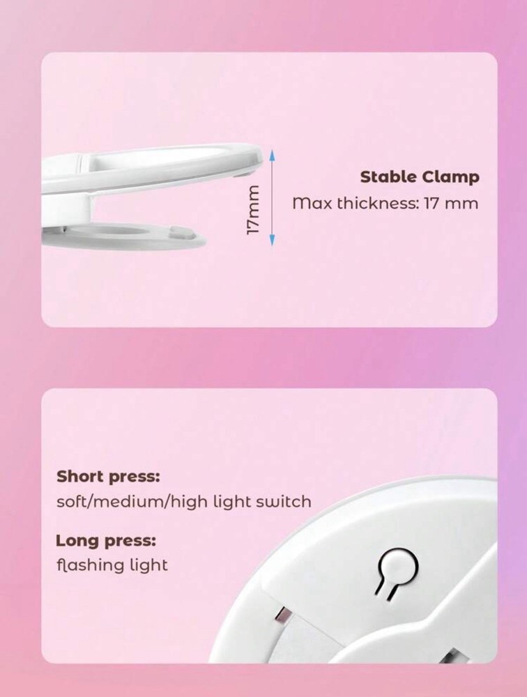 Portable White USB Rechargeable Mini Ring Light