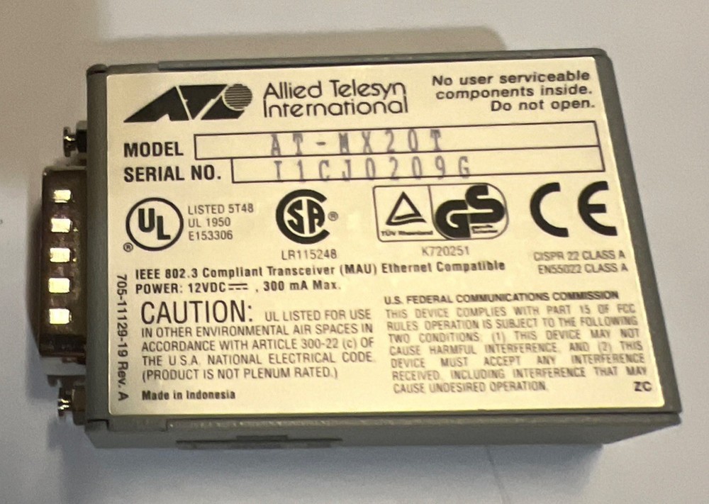Allied Telesyn CentreCOM MX20T Twisted Pair Receiver