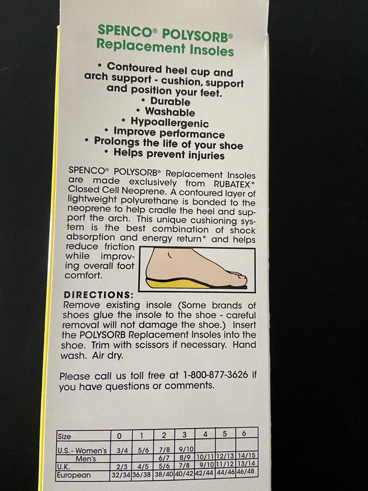 Spenco PolySorb Everyday Replacement Insoles (MULTIPLE SIZES!)