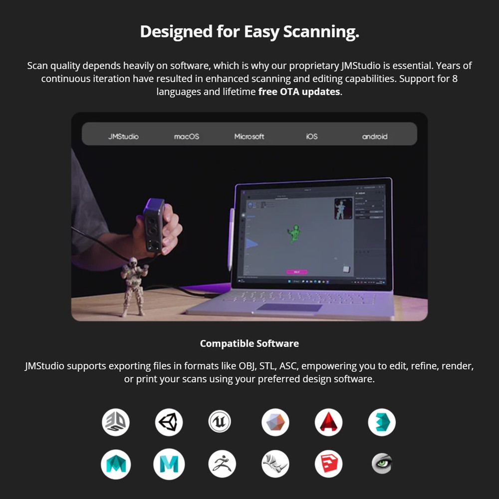3DMakerpro Seal Handheld 3D Scanner 0.01mm Accuracy 10FPS for 3D Printer Y3D6