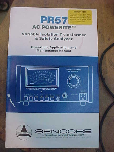 Sencore Ac “Powerite” Variable Isolation Transformer And Safety Analyzer