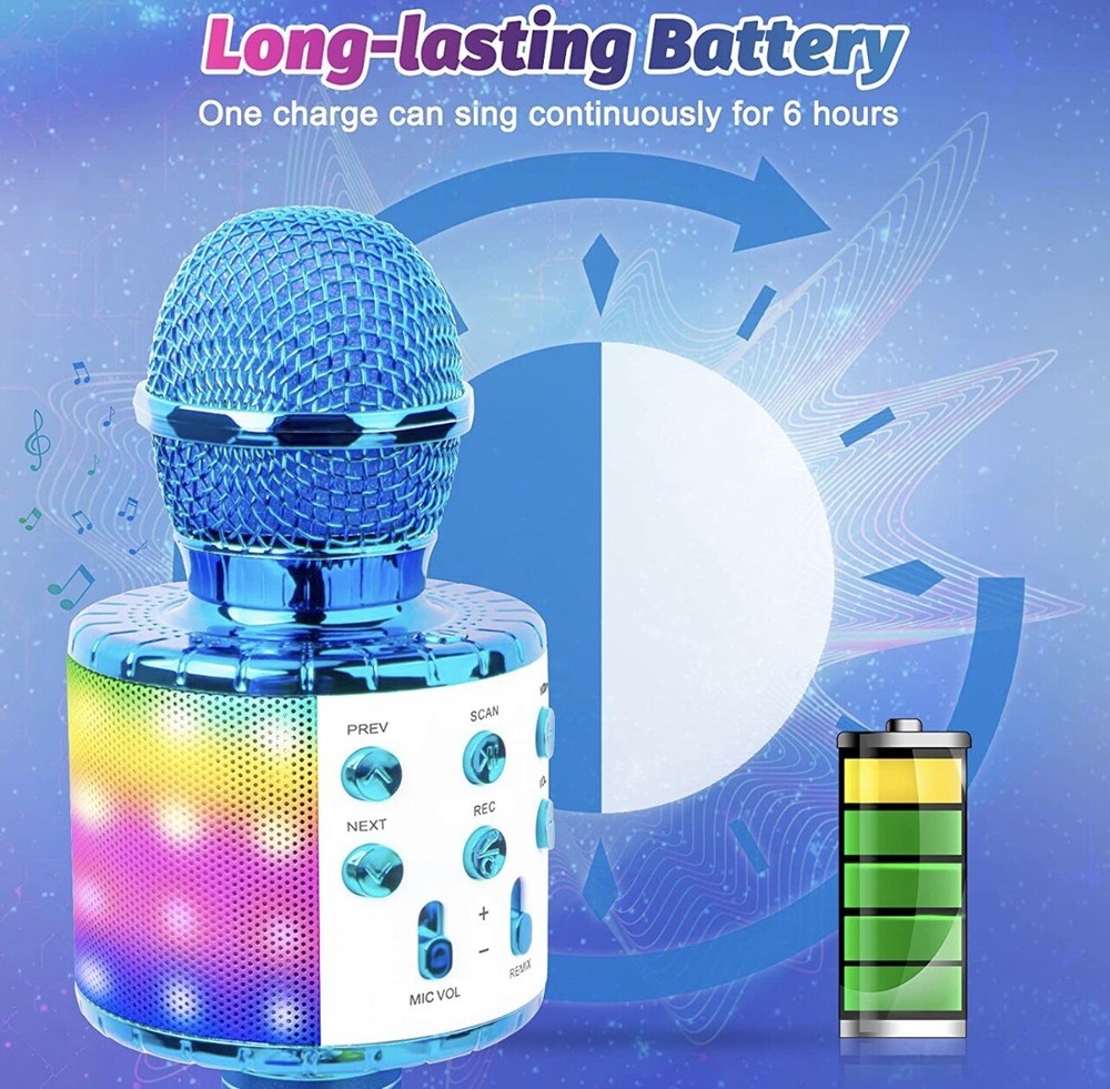 icnice wireless bluetooth karaoke microphone 2 pack 5-in-1, portable handheld