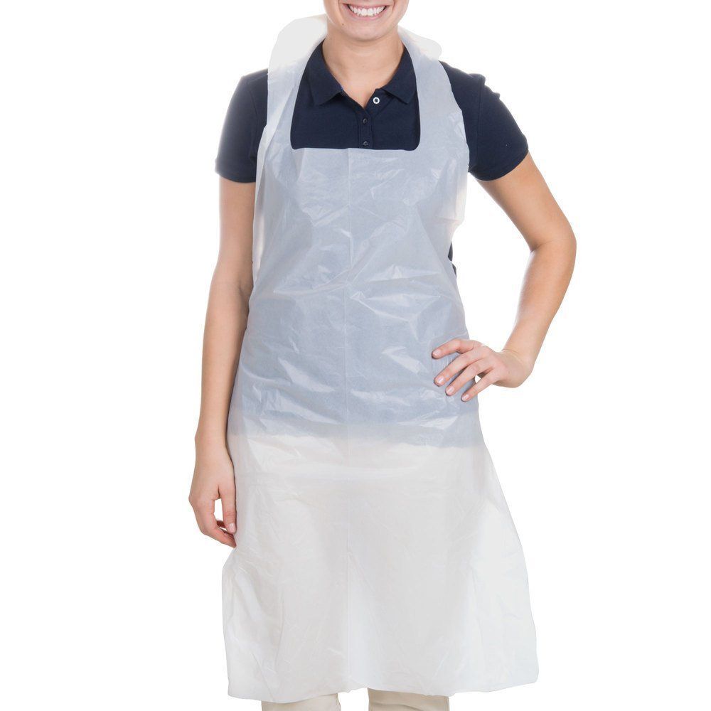 SafePro AMBULK White Plastic Disposable Aprons, 1000/CS