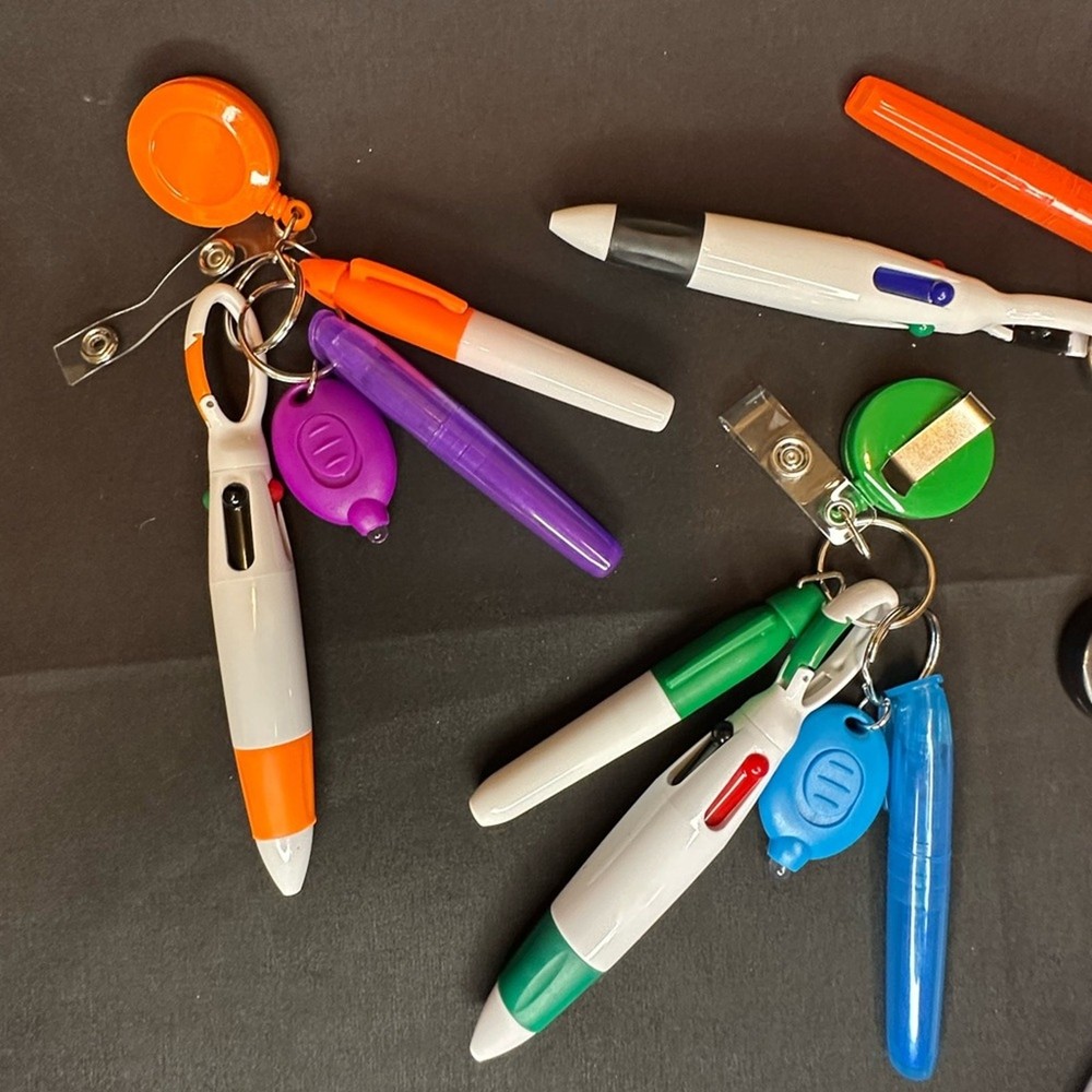 Multicolor Retractable Badge Holder Pen Set