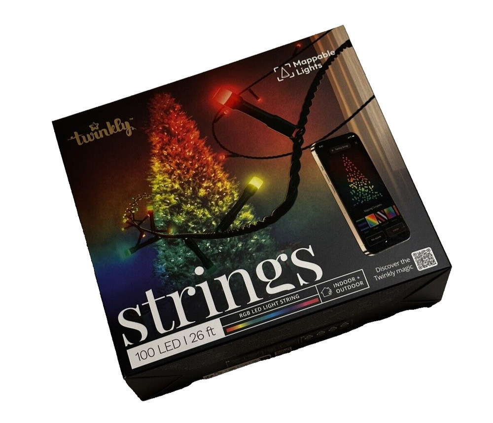 100 LED RGB 26ft Twinkly Mappable Smart Lights String Multicolor Christmas Tree