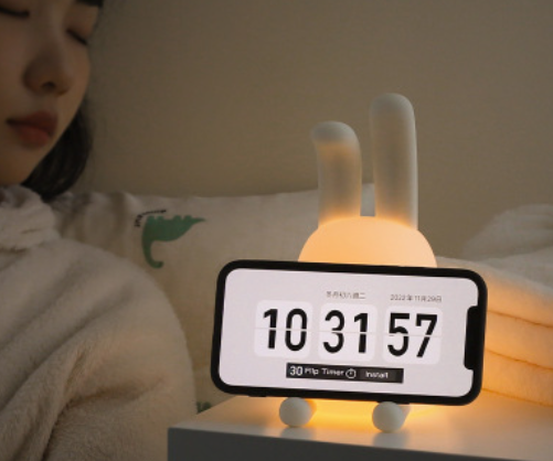 Timed Warm Light Silicone Rabbit Night Lamp Cute