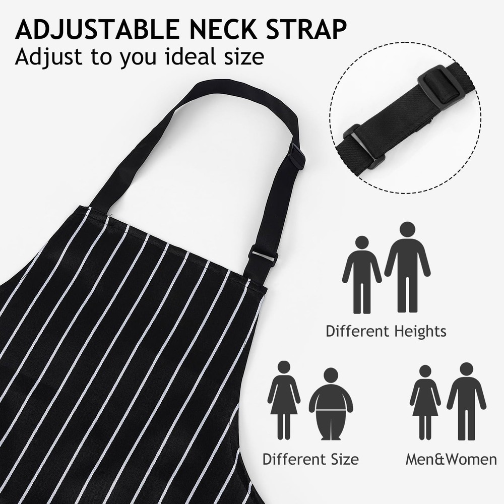 3 Pack Kitchen Cooking Aprons, Adjustable Bib Chef Apron with 2 Pockets for W...