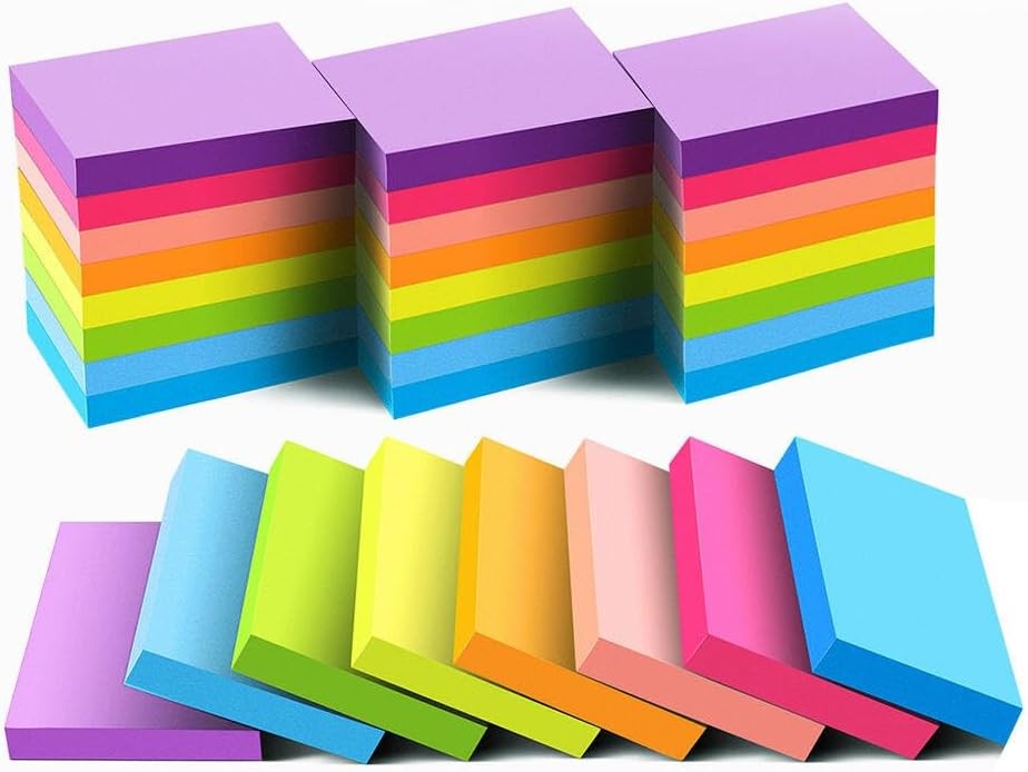 Mini Stiy Notes Inches, Bright Colors Self-Sti Pads,75 Sheets/Pad,