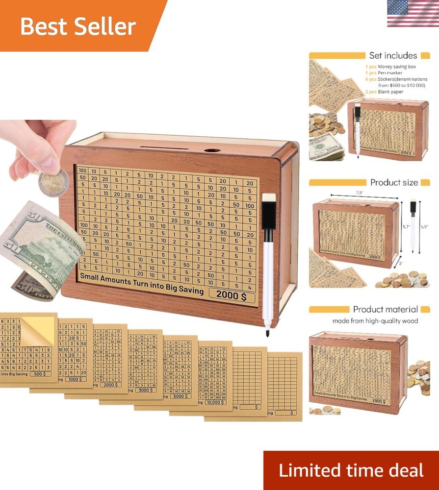 Reusable Money Saving Box with Built-in Counter - Rustic Style 10K Vault
