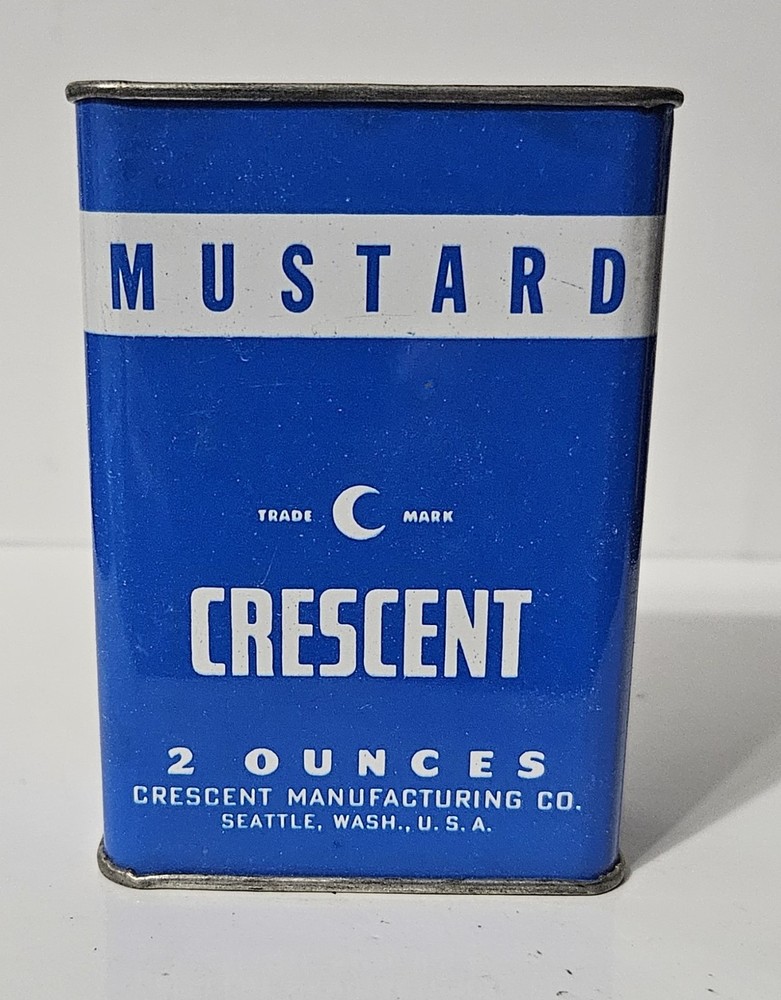 Vintage Empty Crescent Mustard Spice Tin - 2 oz