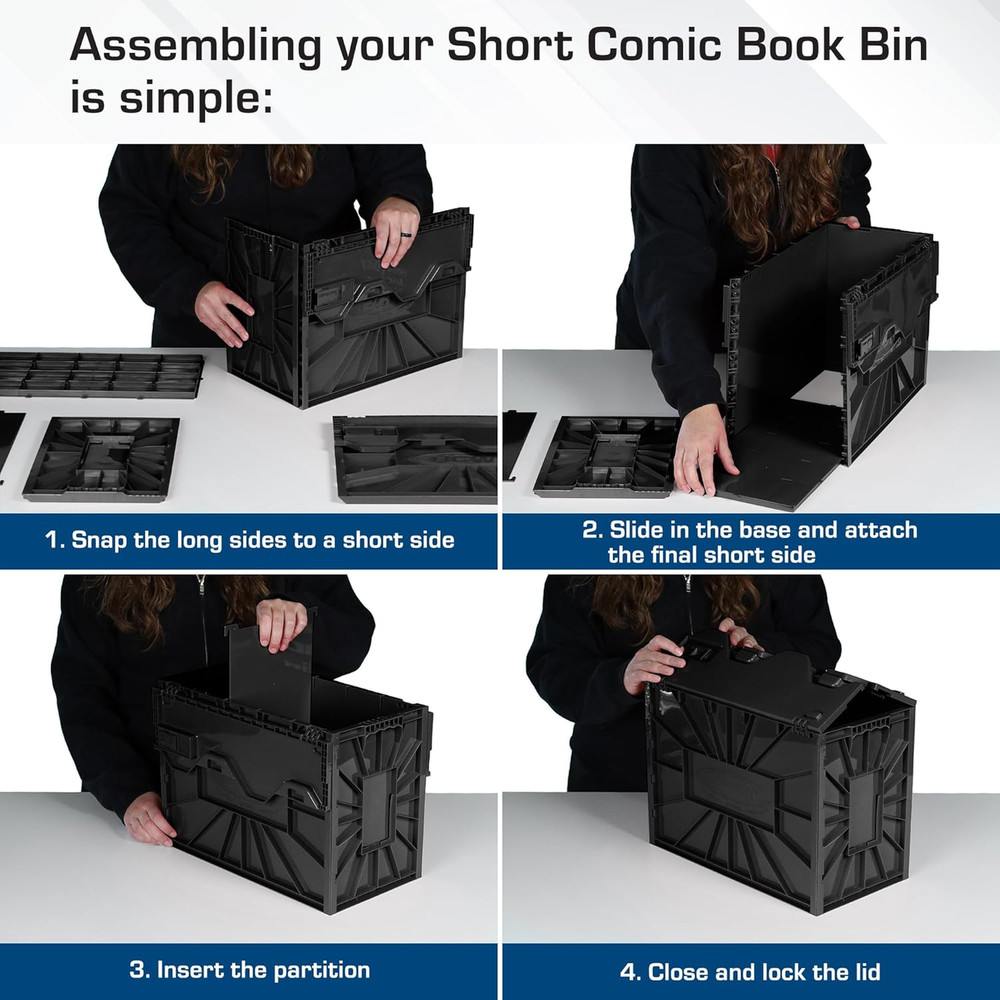Short Comic Book Bin | Holds 150 Comics | Stackable Plastic Storage | Acid-Free