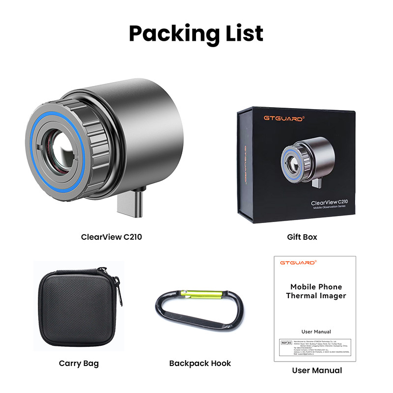 GTGUARD ClearView C210 Mini Portable Mobile Thermal Camera Imaging For Android