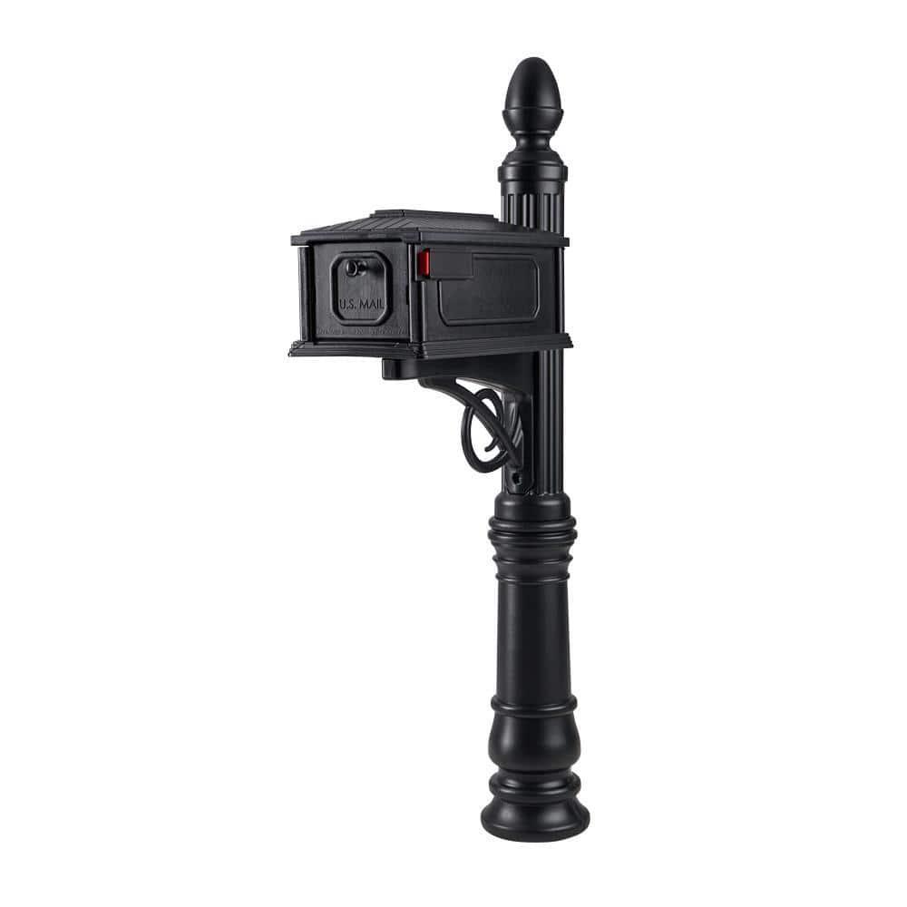 Mailbox Post Combo Stratford Black Medium Plastic All-In-One Mounting Hardware