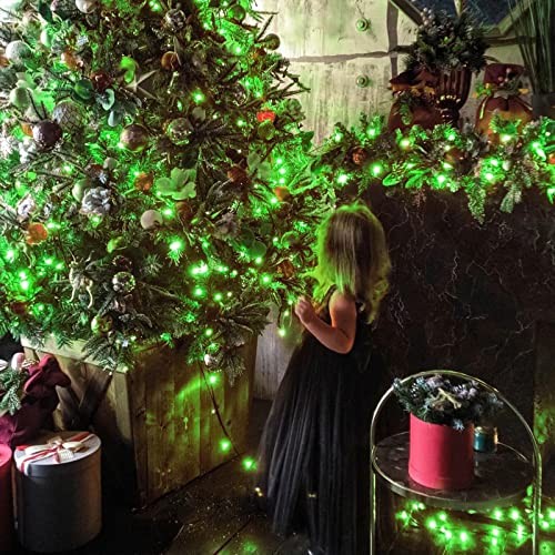 2Pack 200 LED Green Christmas Lights Solar String Lights 200led-green-2pack