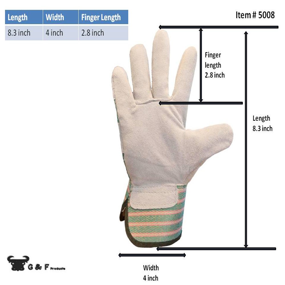Garden Leather Gloves with Safety Cuff Large