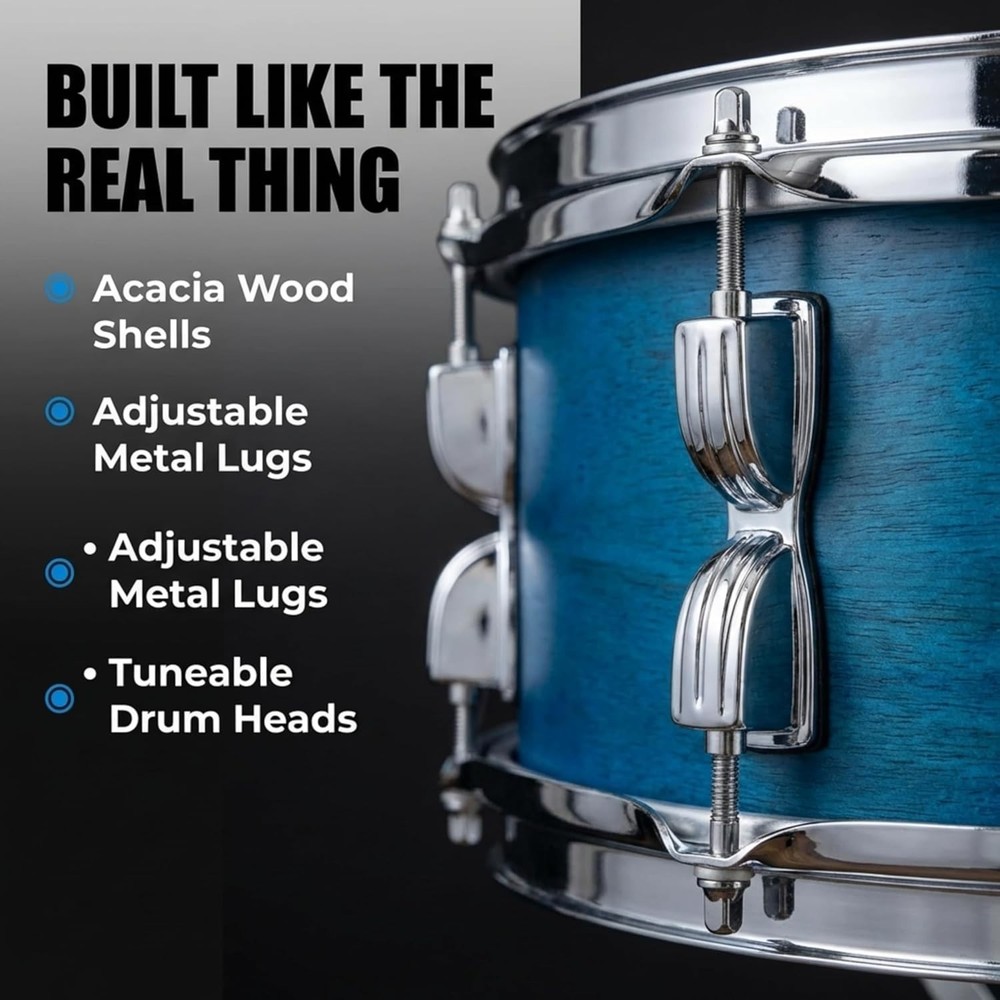 Kids 3-Piece Drum Set with Sticks & Throne