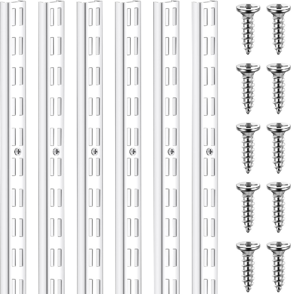 MorningRo White Dual Track Wall Shelf Support System, 6 Pcs, 47.5 Inch