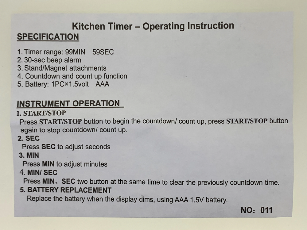 99 Minute Digital Timer