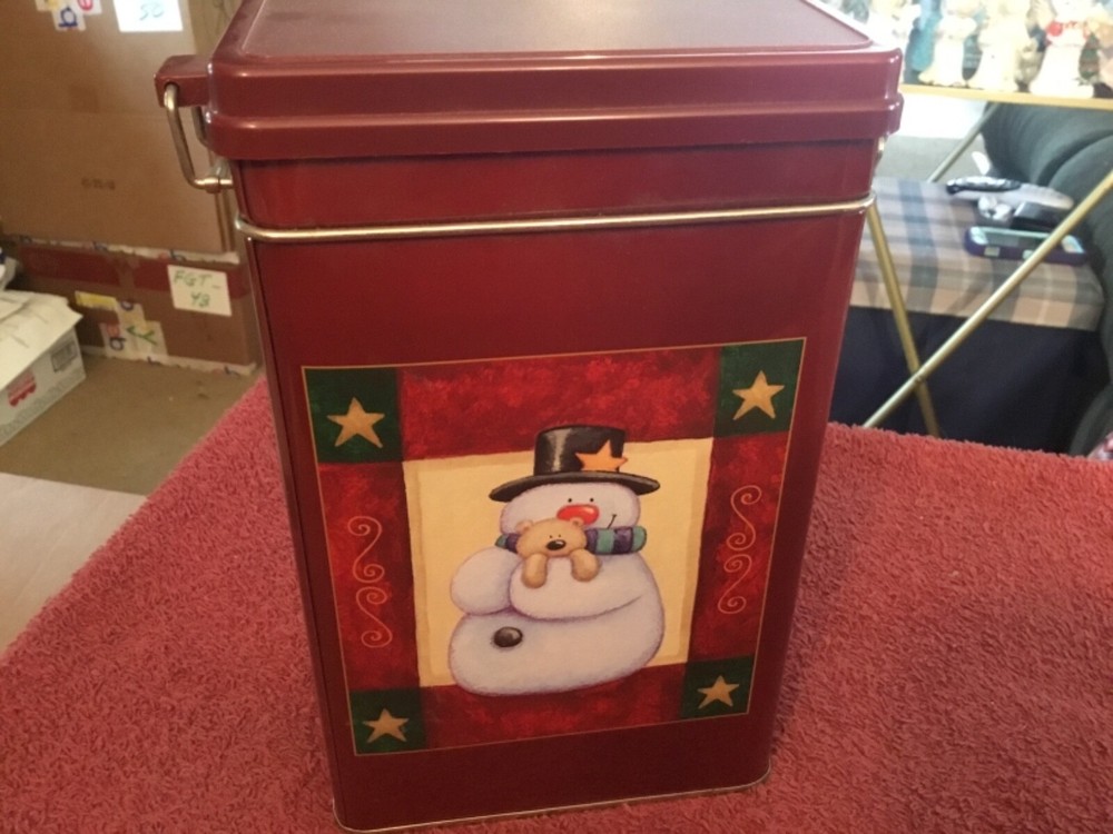 Snowman Hinged Top Christmas Tin
