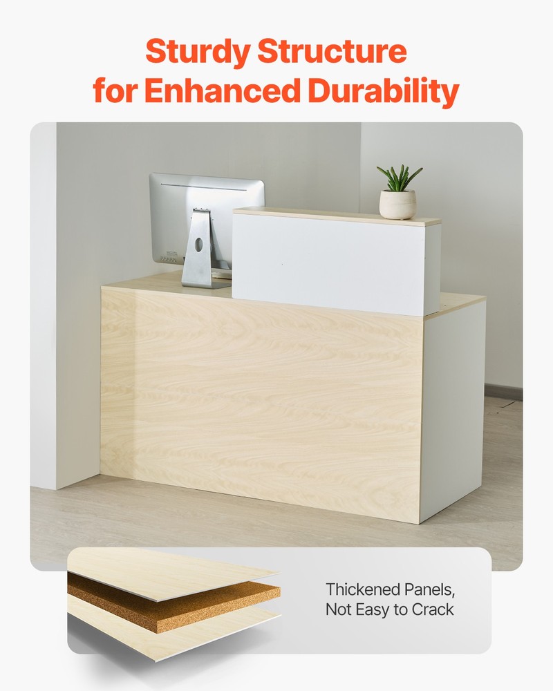 Uimoso Reception Desk Rectangular Front Counter Table 55.12 in Wood Office Table