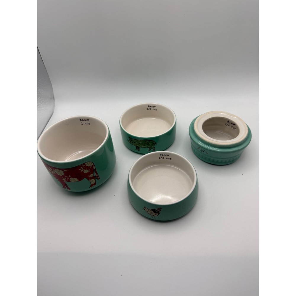 Live Simply Amylee Weeks Stackable Ceramic Measuring Cups Farmhouse Teal 4 Piece