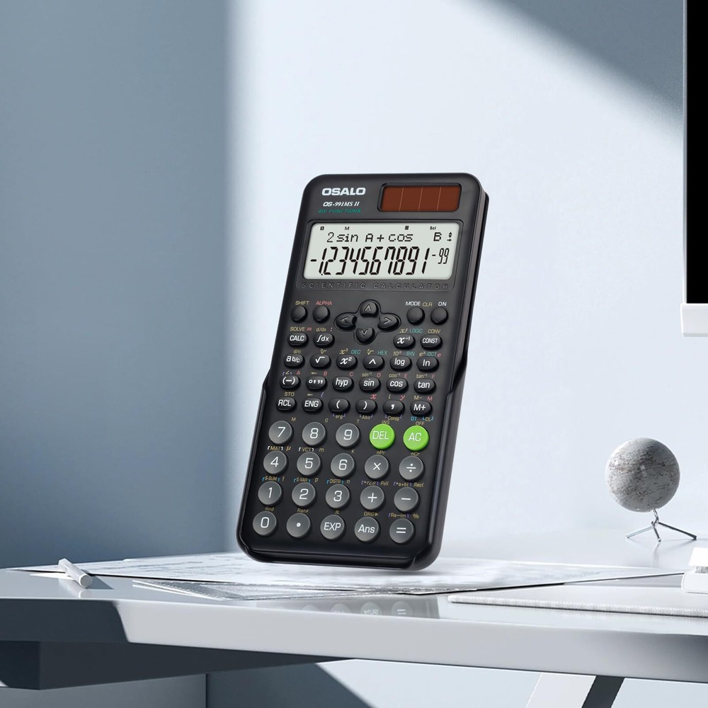 Scientific Calculator 401 Function 10+2 Digits Display Solar Battery Calculat...