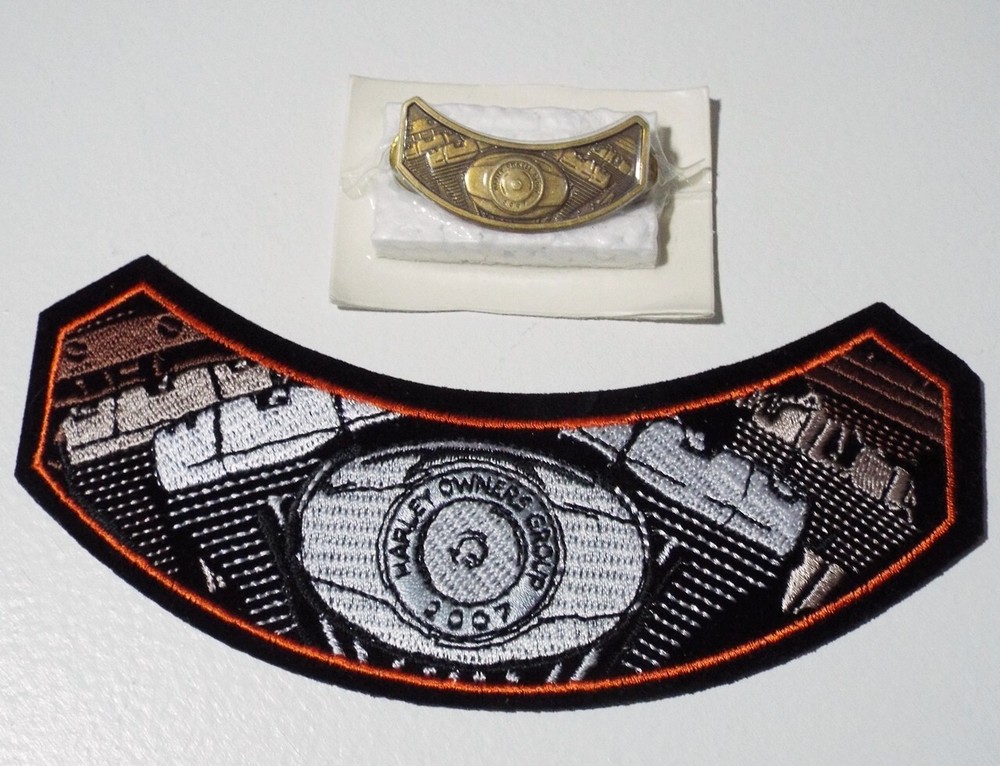 ( 2 pc ) HARLEY DAVIDSON PATCH & PIN - OWNERS GROUP HOG VINTAGE 2007