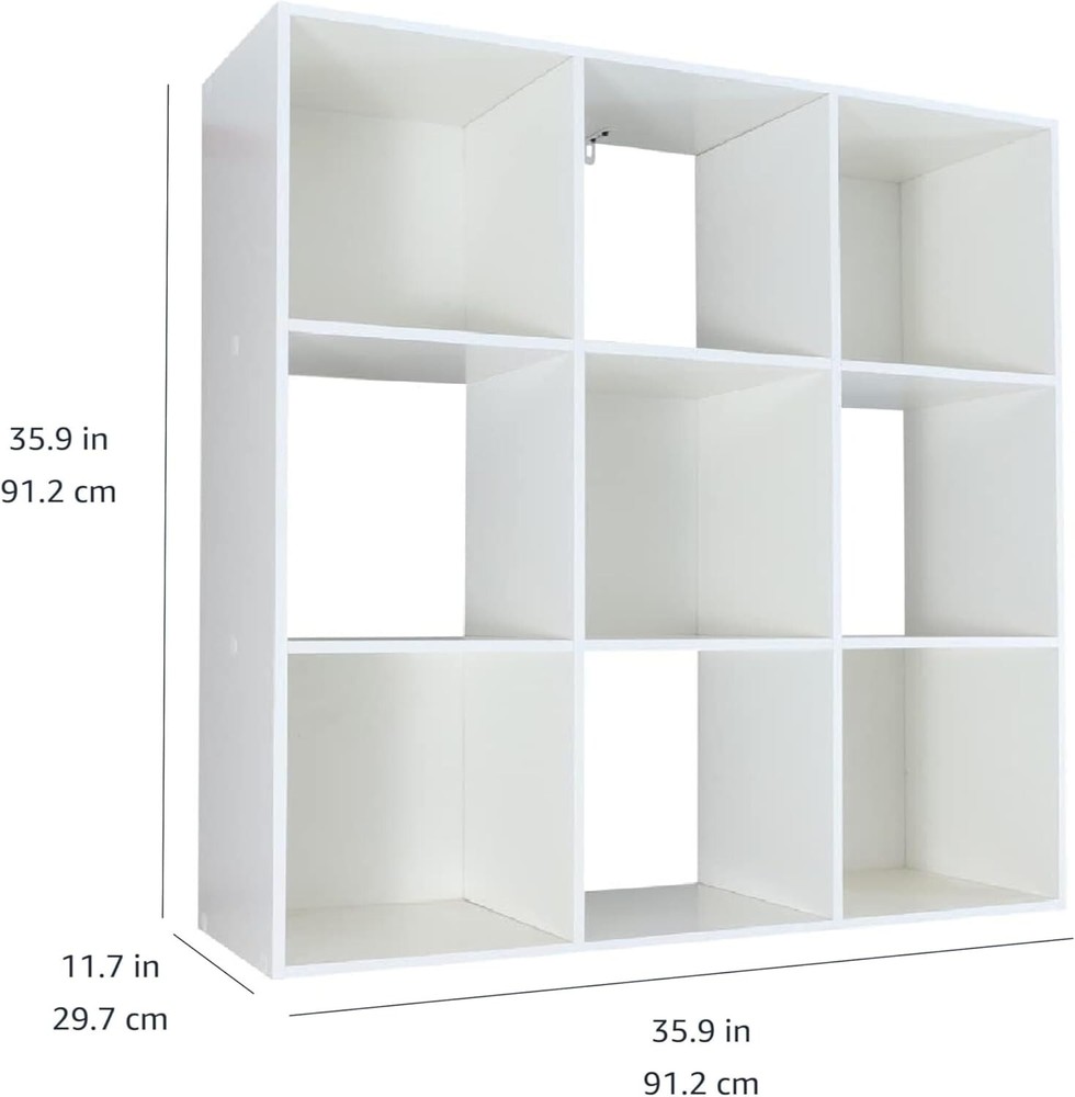 Basics Storage Cube Shelf Organizer, 9 Cubes, White