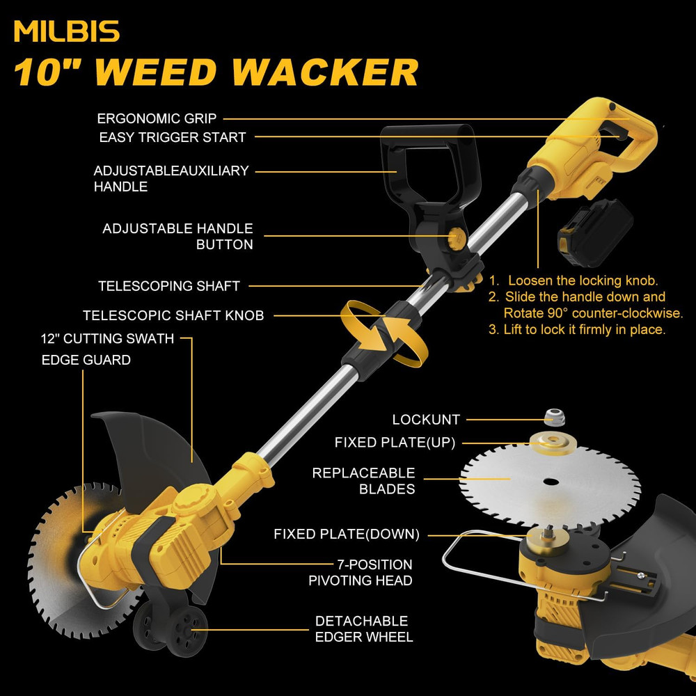 Brushless Cordless Weed Wacker for Dewalt 20V Max Battery (Tool Only), Electric