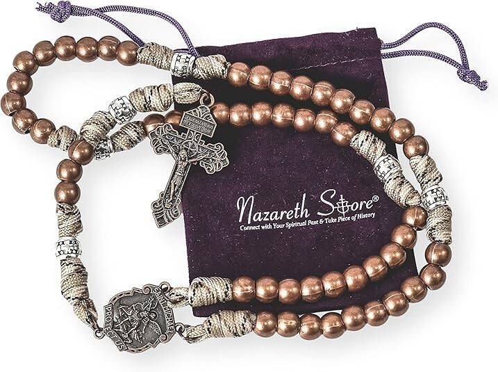 Catholic St. Michael Rosary Necklace 59 Beads Paracord for Travel Unisex