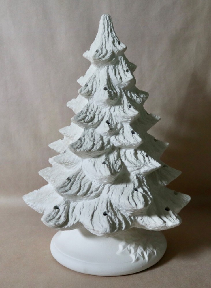 Ceramic 13” Christmas Tree & Base ~ Ready To Paint ~ NO LIGHT KIT OR LIGHTS