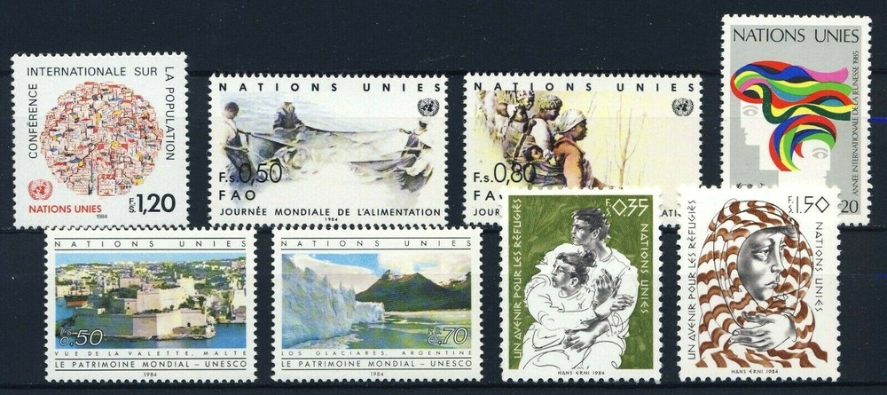 UN - GENEVA . 1984 Year Set (121-128) . Mint Never Hinged