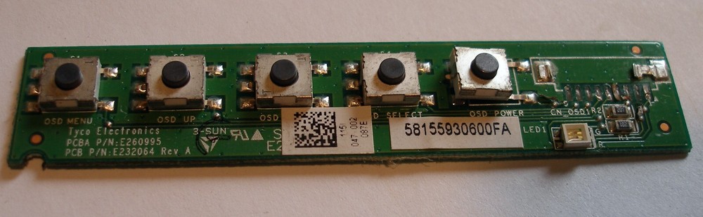 Tyco Electronics E260995 ELO Touch Monitor Button Board, E232064