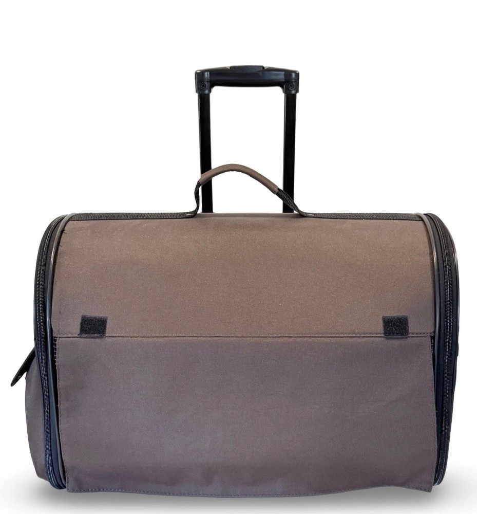 Premium Small Rolling Pet Carrier on Wheels, Pull Out Handle, Two Sided Vented