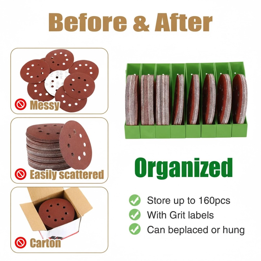8 Pack Sandpaper Storage Organizer Boxes 5 Inch Sanding Discs Tool Storage Se...