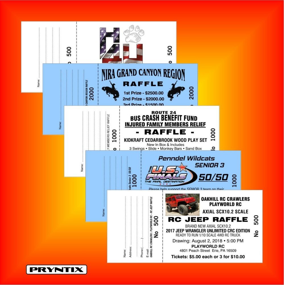 RAFFLE TICKETS - Custom Printed, Numbered & Perforated Card Stock