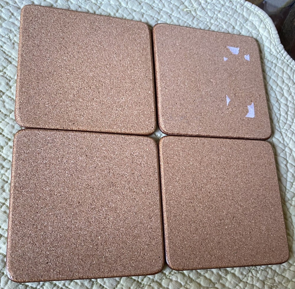4pc Cork Back Coasters Set VGC