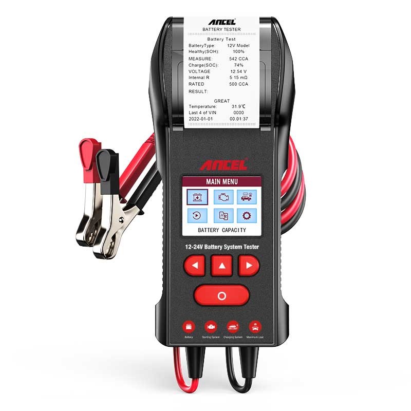 ANCEL BST600 Digital Battery Tester with Printer Battery Temperature Load Tester