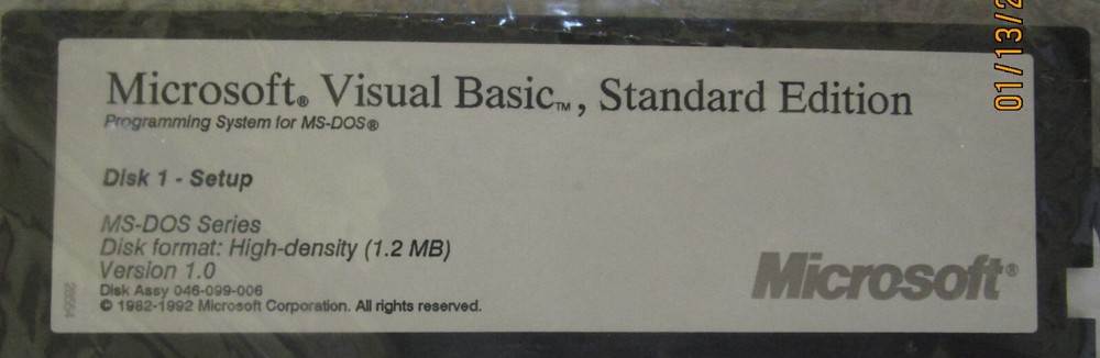 Microsoft Visual Basic Standard Edition DOS Version 1 5.25" floppys NOS