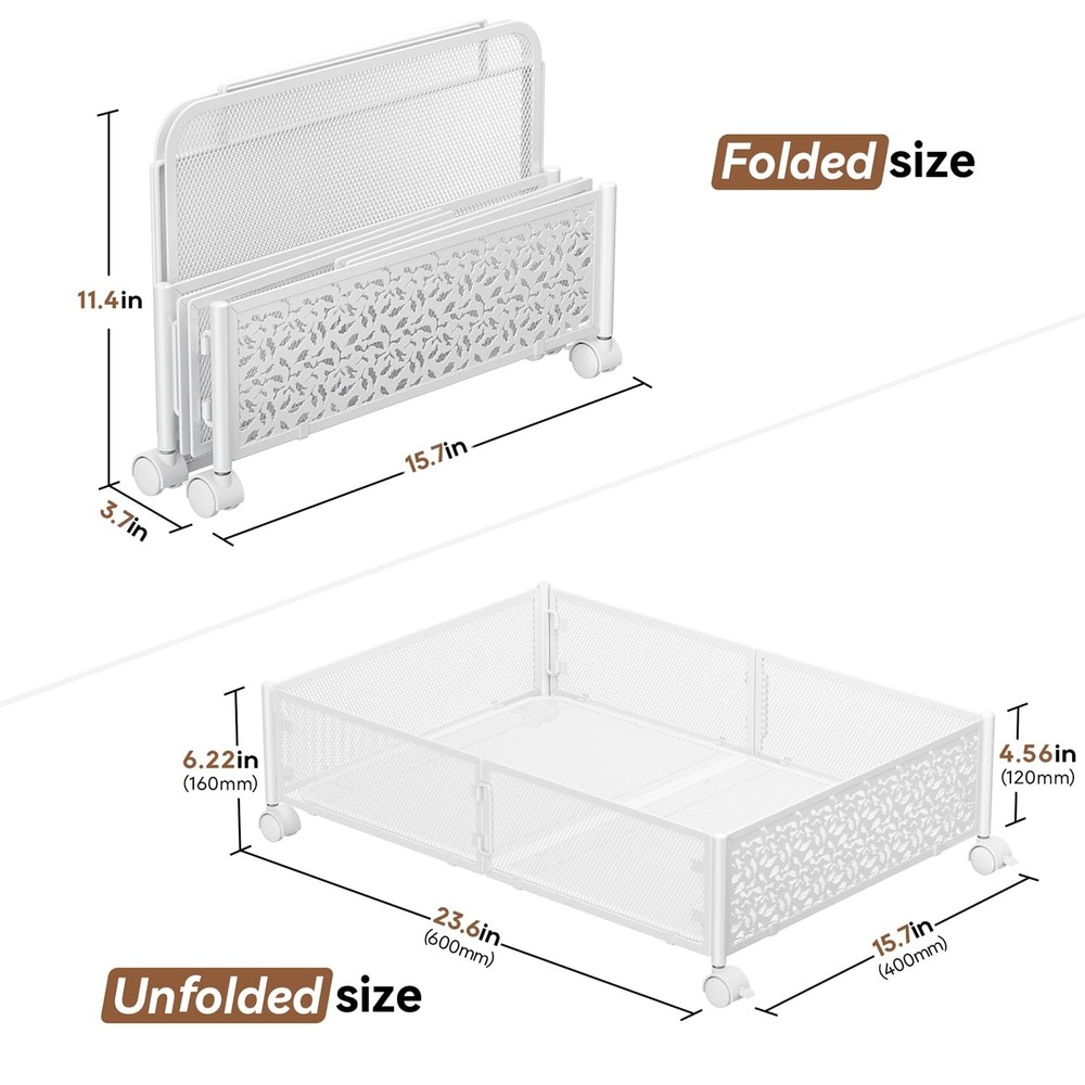 PHINOX Under Bed Storage, Under the Bed Storage Containers with Wheels, Under...