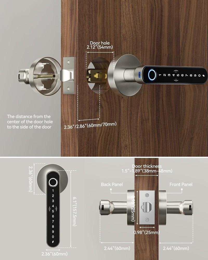 Fingerprint Smart Door Lock with Handle & Keypad Remote Access Keyless Entry APP