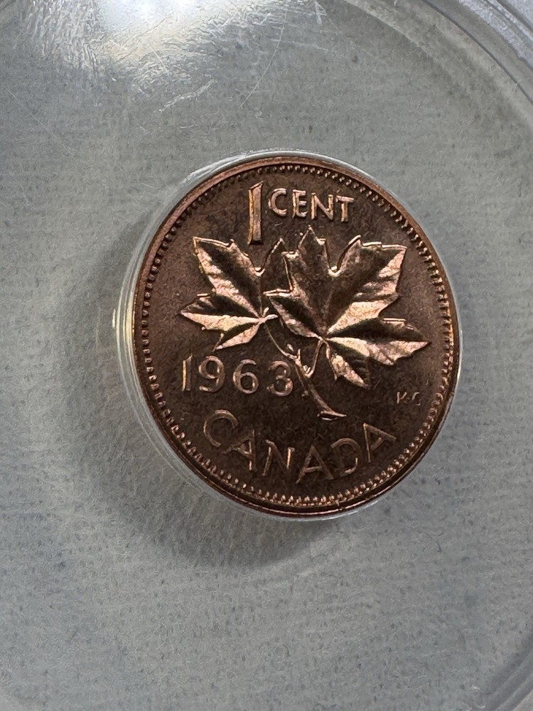 1963 Canada 1 Cent Proof Like Graded MS 66 RD by ANACS