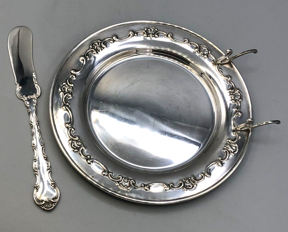 Strasbourg by Gorham Sterling Silver Bread Plate 6", with hooks for Spreader