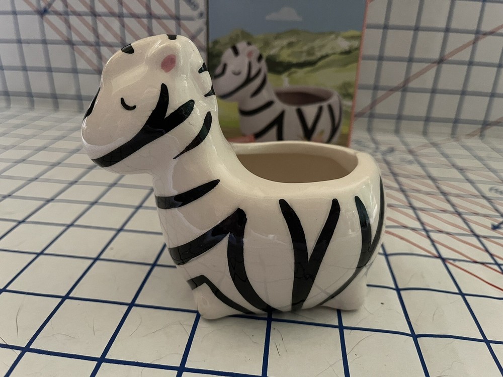 Ceramic Zebra Animal Planter Pot Small Plants